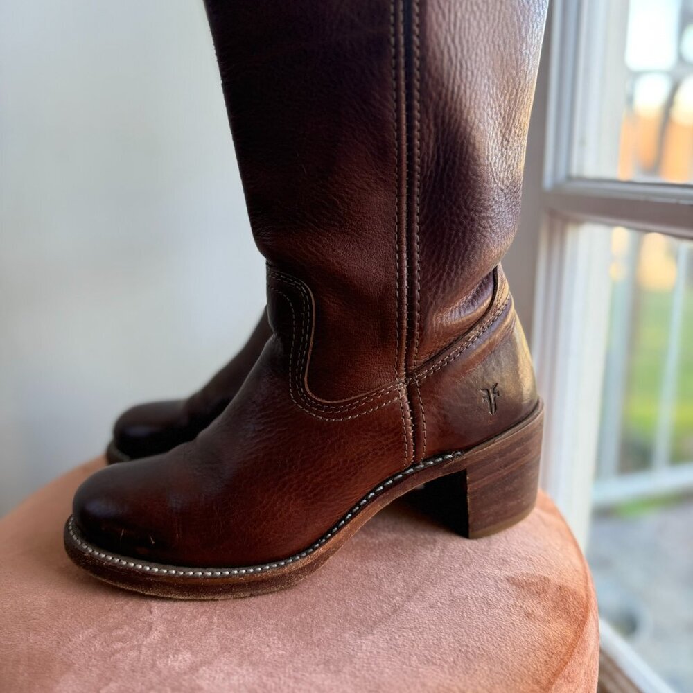 Frye - Campus 14L Tall Leather Boots Saddle - Women’s 6.5​ - Picture 6 of 15